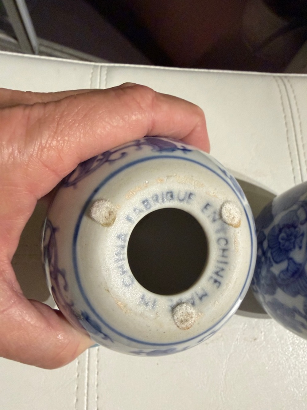Faberge vintage Blue and White Floral Porcelain Eggs the PAIR - Picture 3 of 3